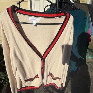 Pop Sugar Cream and Red Women's Sweater